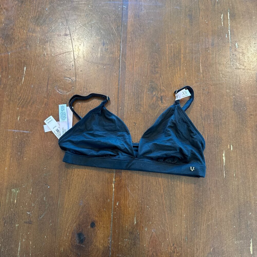 Victoria’s Secret Triangle Bralette Black XS Wireless Lounge Bra NWT